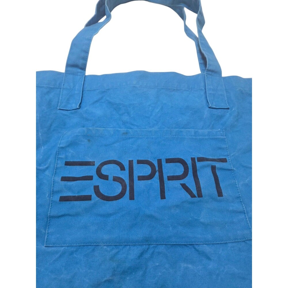 Vintage 90’s ESPRIT Blue Black Logo Tote Carryall Shopper Bag Large Made In USA - Picture 2 of 14
